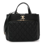 Caviar Quilted Small Business Affinity Shopping Bag Black