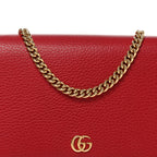 Dollar Calfskin Mini GG Marmont Chain Wallet Hibiscus Red