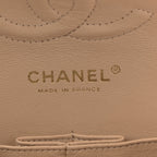 Caviar Quilted Medium Double Flap Beige