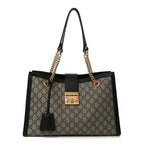 GG Supreme Monogram Medium Padlock Tote Black