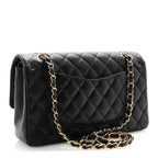 Caviar Quilted Medium Double Flap Black