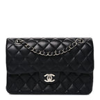 Lambskin Quilted Small Double Flap Black