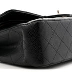 Caviar Quilted Medium Double Flap Black