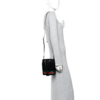 Suede Patent Web Mini Ophidia Bucket Bag Black
