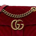 Velvet Matelasse Mini GG Marmont Shoulder Bag Hibiscus Red