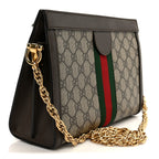GG Supreme Monogram Web Small Ophidia Chain Shoulder Bag Brown