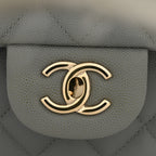 Caviar Quilted Jumbo Double Flap Grey