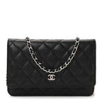Caviar Quilted Wallet on Chain WOC Black