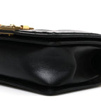 Lambskin Chevron Chain Stitched Small Boy Flap Black