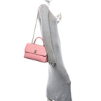 Lambskin Quilted Medium Trendy CC Flap Dual Handle Bag Pink