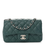 Caviar Quilted Mini Rectangular Flap Dark Turquoise