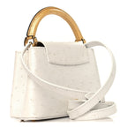 Iridescent Ostrich Capucines Mini White Gold