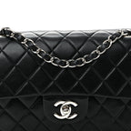 Lambskin Quilted Small Double Flap Black