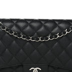 Caviar Quilted Jumbo Double Flap Black