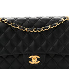 Lambskin Quilted Medium Double Flap Black