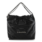 Shiny Calfskin Quilted Chanel 22 Black