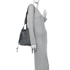 Grained Calfskin Medium Hammock Shoulder Bag Blue