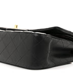 Lambskin Quilted Medium Double Flap Black