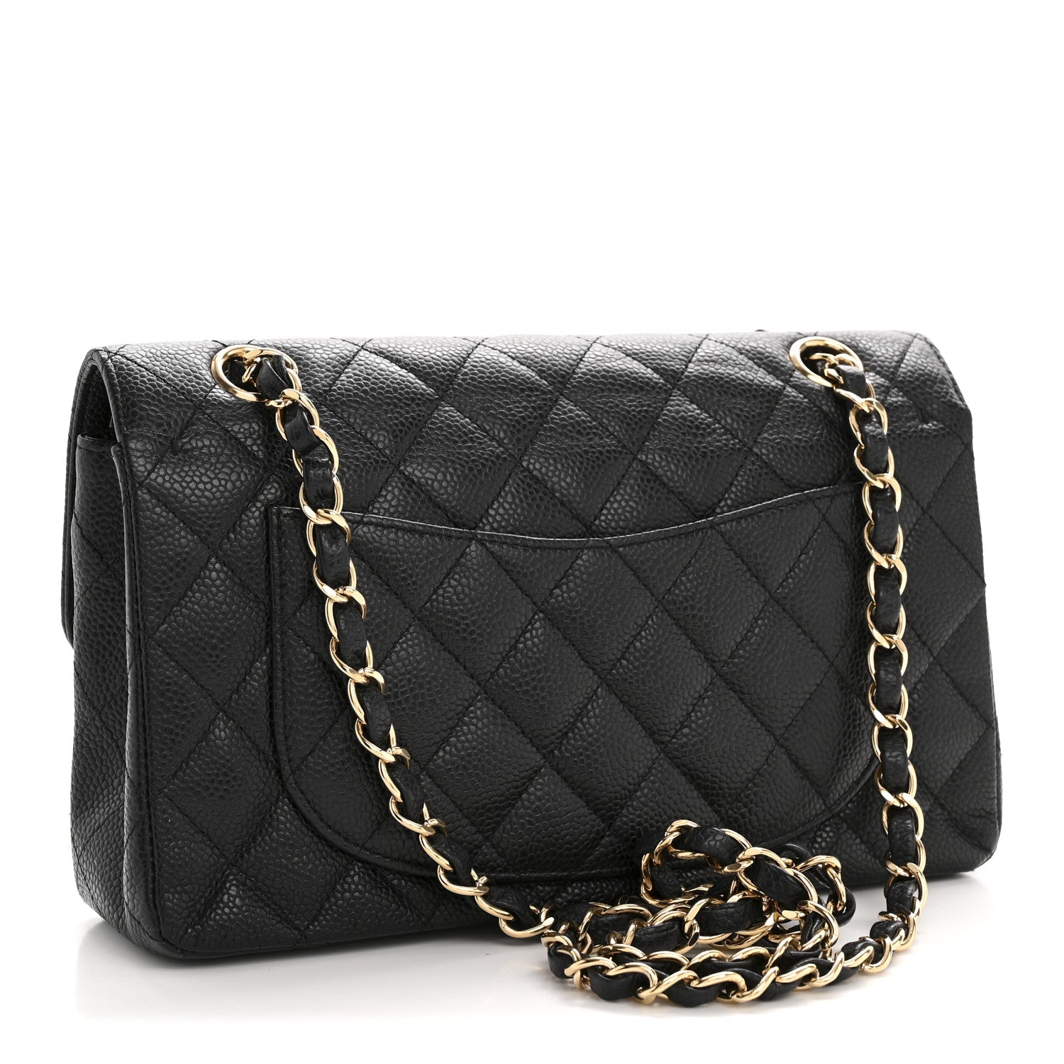 Caviar Quilted Small Double Flap Black