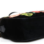 Velvet Matelasse Deer Embroidered Small GG Marmont Chain Shoulder Bag Black