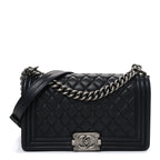 Lambskin Quilted Medium Boy Flap Black