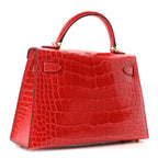 Shiny Alligator Horseshoe Mini Kelly Sellier 20 Rouge de Coeur Rose Mexico