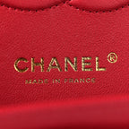 Caviar Chevron Quilted Medium Double Flap Red