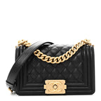 Caviar Quilted Small Boy Flap Black