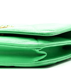 Shiny Goatskin Quilted Chanel 19 Wallet On Chain WOC Green