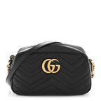 Calfskin Matelasse Small GG Marmont Chain Shoulder Bag Black