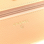 Caviar Quilted Wallet on Chain WOC Beige