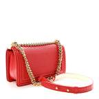 Lambskin Embossed Medium Boy Cube Flap Red