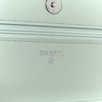 Caviar Quilted Wallet on Chain WOC Light Blue