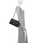 Lambskin Quilted Medium Double Flap Black