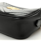Calfskin Matelasse Small GG Marmont Chain Shoulder Bag Black