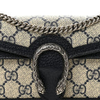 GG Supreme Monogram Textured Dollar Calfskin Super Mini Dionysus Shoulder Bag Beige Blue