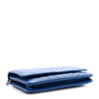 Caviar Chevron Quilted Wallet On Chain WOC Blue
