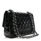 Patent Quilted Jumbo Double Flap Black