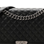 Lambskin Quilted New Medium Boy Flap Black