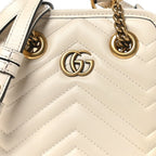 Calfskin Matelasse Chevron Mini GG Marmont Tote Mystic White