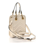 Calfskin Matelasse Chevron Mini GG Marmont Tote Mystic White
