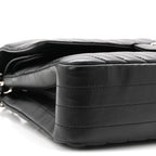 Lambskin Chevron Quilted Medium Double Flap Black