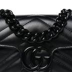 Calfskin Matelasse Monochrome GG Marmont Chain Belt Bag Black