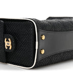 Braided Raffia Calfskin Quilted Mini Chanel 25 Handbag Black White