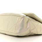 Iridescent Calfskin Quilted Large Chanel 19 Flap White