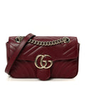 Calfskin Matelasse Small GG Marmont Shoulder Bag Rosso Ancora Red