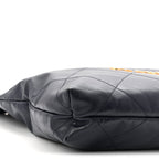 Shiny Calfskin Quilted Chanel 22 Navy Blue