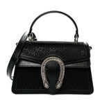 Satin Crystal GG Monogram Mini Dionysus Top Handle Bag Black