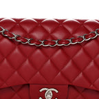 Caviar Quilted Jumbo Double Flap Dark Red