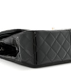 Patent Quilted Jumbo Double Flap Black